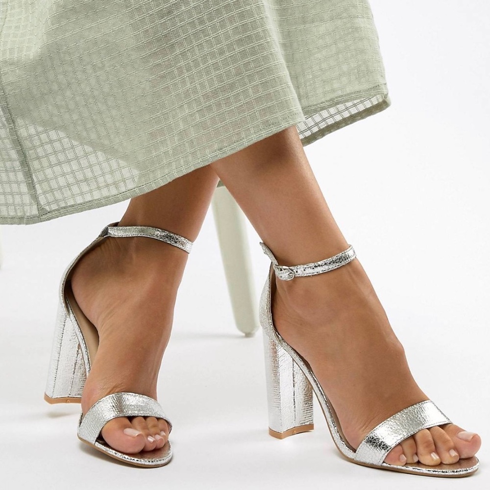 Glamorous silver sandal heels